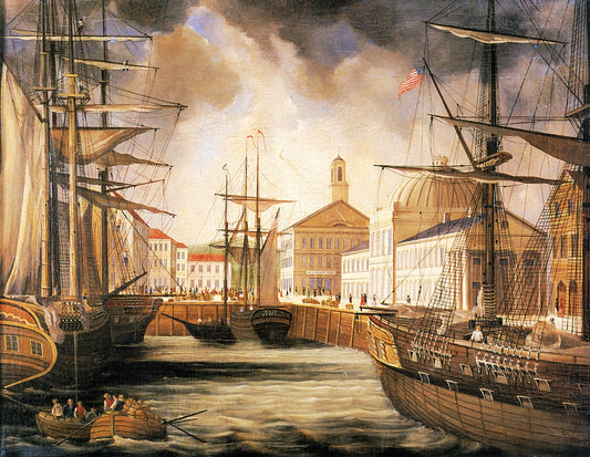 View of Boston Harbor, vintage artwork by Robert Salmon, 12x8" (A4) Poster