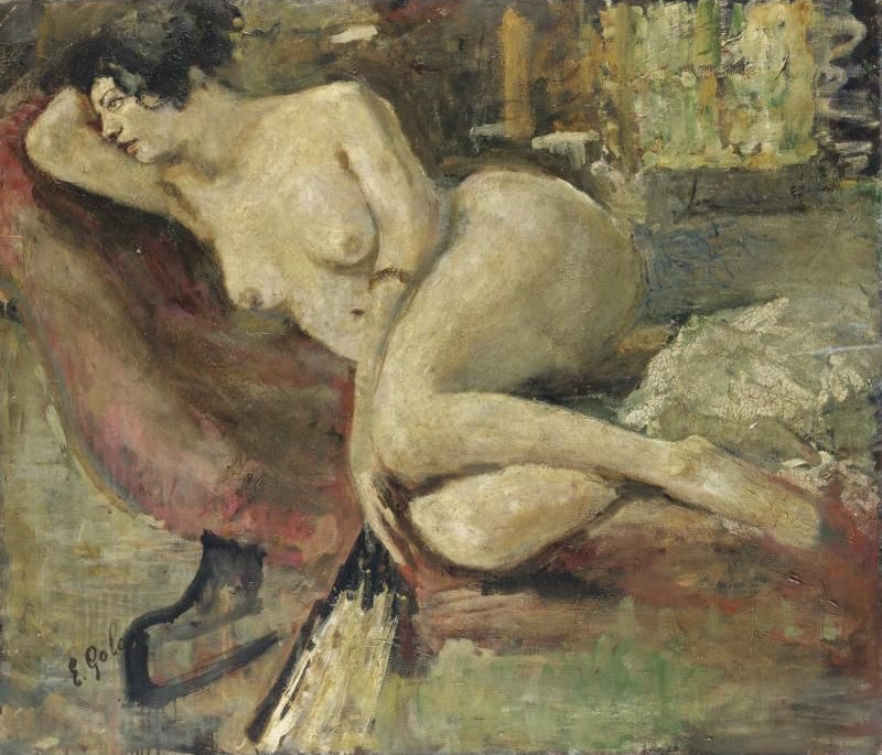 Nudo di donna, vintage artwork by Emilio Gola, 12x8" (A4) Poster
