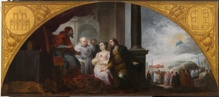 Patrician John Reveals his Dream to Pope Liberius, vintage artwork by Bartolome Esteban Murillo, 12x8