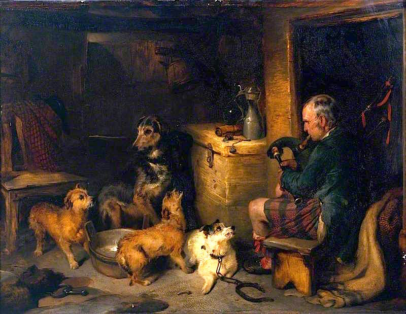 Highland Music, vintage artwork by Sir Edwin Landseer, A3 (16x12") Poster Print