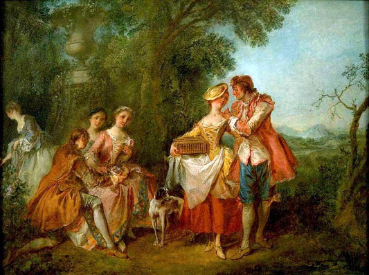 Pastoral Party, vintage artwork by Nicolas Lancret, 12x8" (A4) Poster