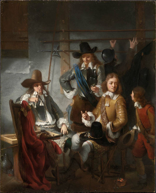 Soldiers in a Guardroom, vintage artwork by Gerbrand van den Eeckhout, 12x8" (A4) Poster