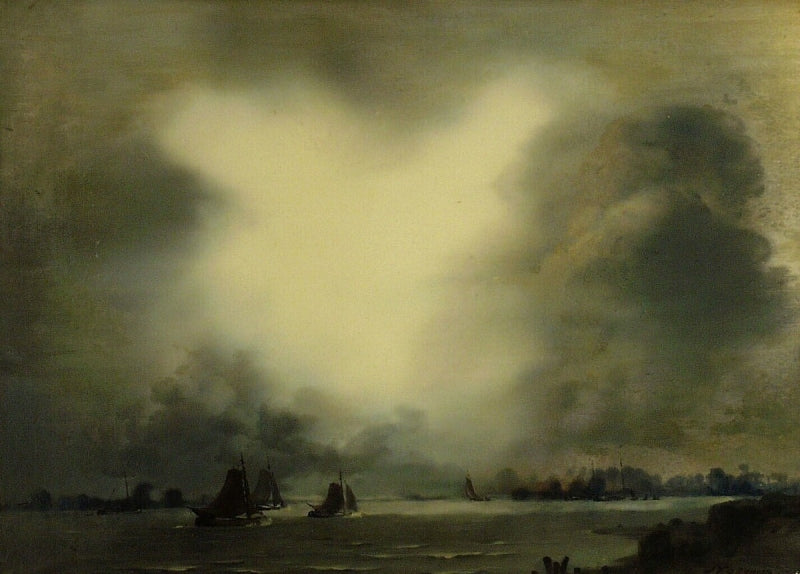 River Scene under Stormy Sky by Jan Voerman, Sr,A3(16x12")Poster