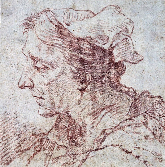 Profile Head of an Old Woman, vintage artwork by Michel-François Dandre-Bardon, 12x8" (A4) Poster