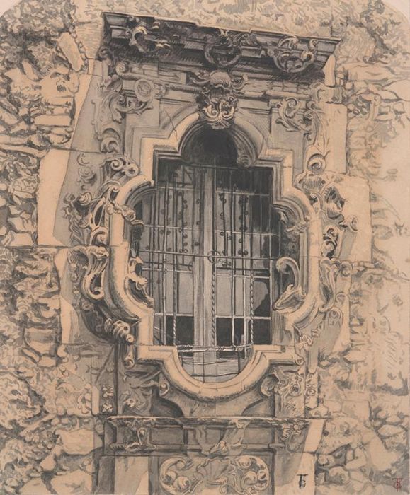 Rose Window, Mission San Jose, vintage artwork by Theodore Gentilz, A3 (16x12") Poster Print