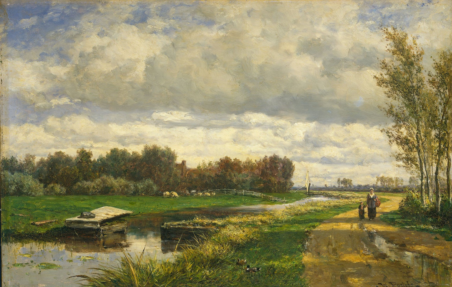 Landscape in the Environs of The Hague, vintage artwork by Willem Roelofs, 12x8" (A4) Poster