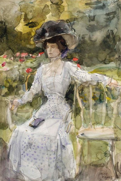 Lady in the Garden, vintage artwork by Isaac Israels, 12x8" (A4) Poster