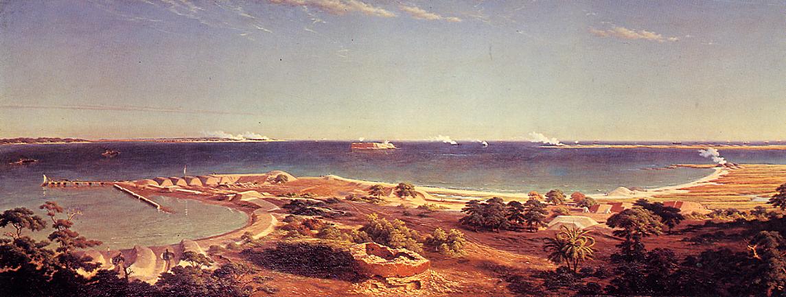 The Bombardment of Fort Sumter, vintage artwork by Albert Bierstadt, 12x8" (A4) Poster