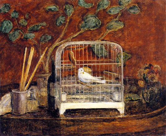 Bird in a Cage, vintage artwork by Frederick Carl Frieseke, 12x8" (A4) Poster