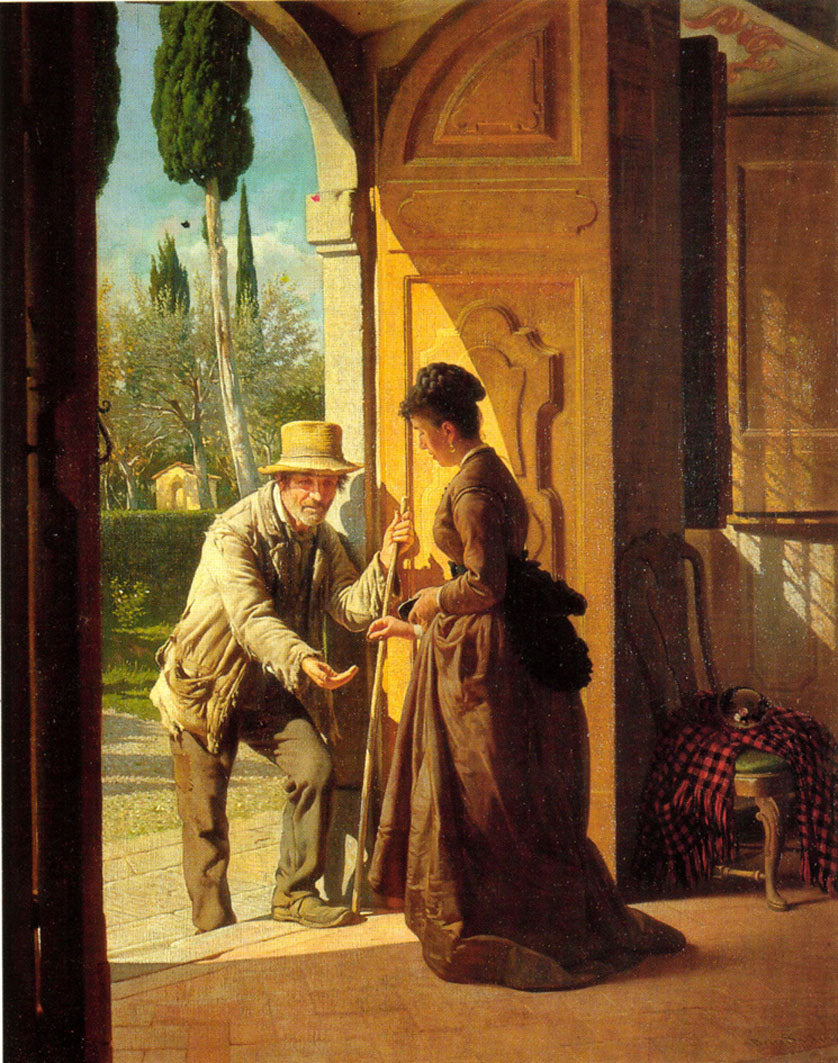 L'Elemosina, vintage artwork by Pietro Saltini, 12x8" (A4) Poster