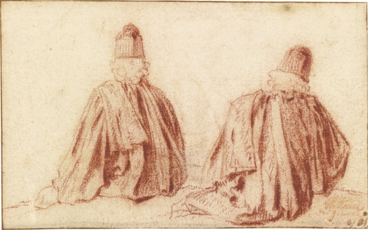 Two Studies of a Magistrate Seen from Behind, vintage artwork by Jean-Antoine Watteau, 12x8" (A4) Poster