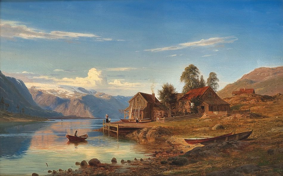 Fra Rognaldsvåg i Kinn, vintage artwork by Amaldus Clarin Nielsen, 12x8" (A4) Poster