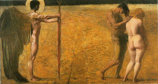 The Explusion from Paradise, vintage artwork by Franz von Stuck, 12x8" (A4) Poster