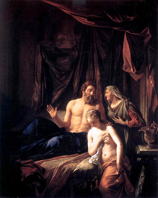 Sarah presenting Hagar to Abraham, vintage artwork by Adriaen van der Werff, 12x8" (A4) Poster