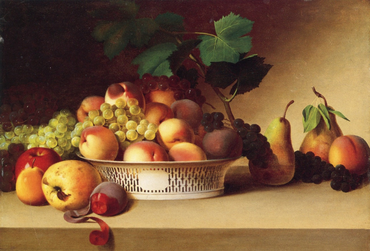 An Abundance of Fruit, vintage artwork by James Peale, 12x8" (A4) Poster