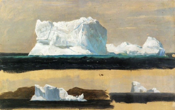 Icebergs, Twillingate, Newfoundland, vintage artwork by Frederic Edwin Church, 12x8" (A4) Poster