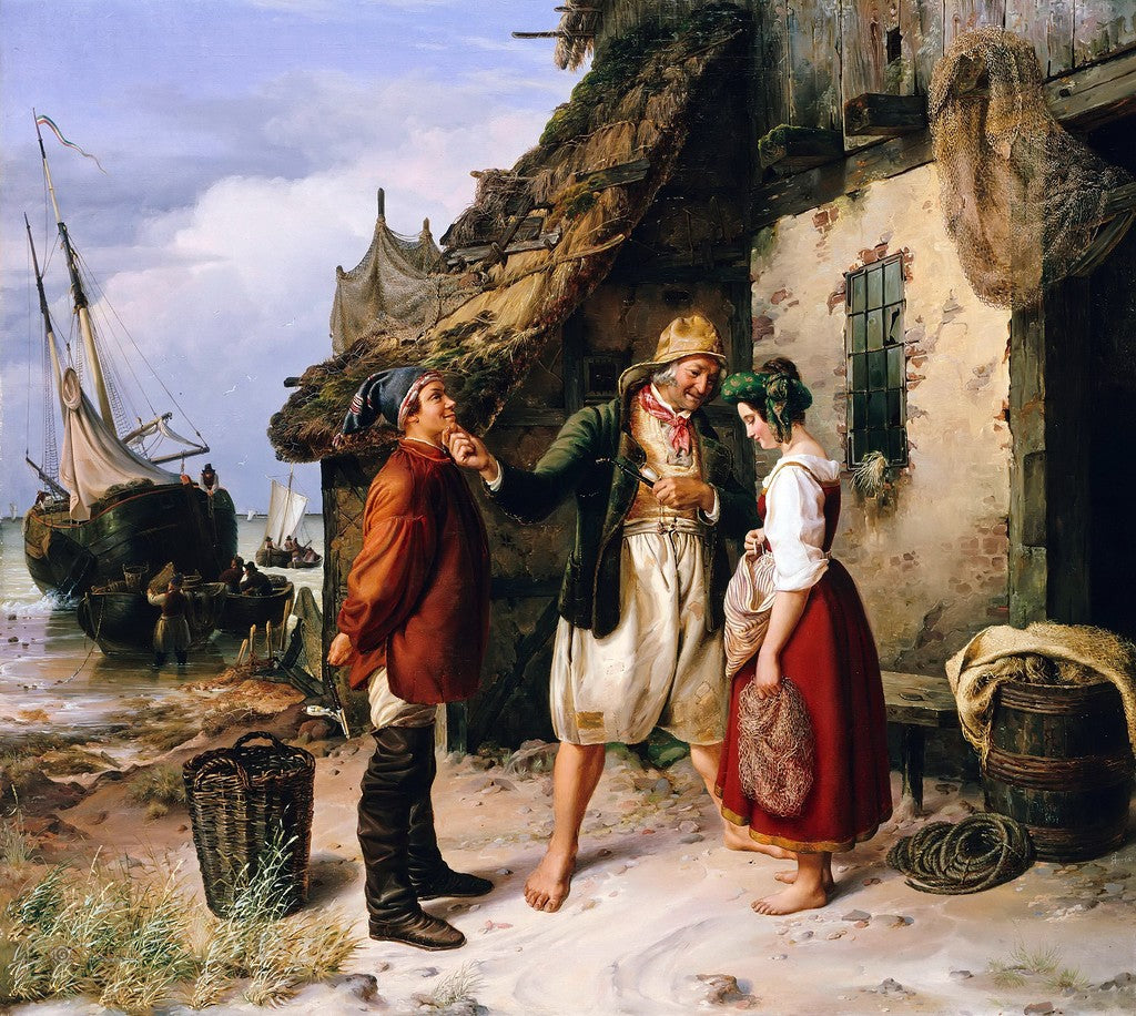 Marriage proposal on Helgoland, vintage artwork by Henry Ritter, A3 (16x12") Poster Print