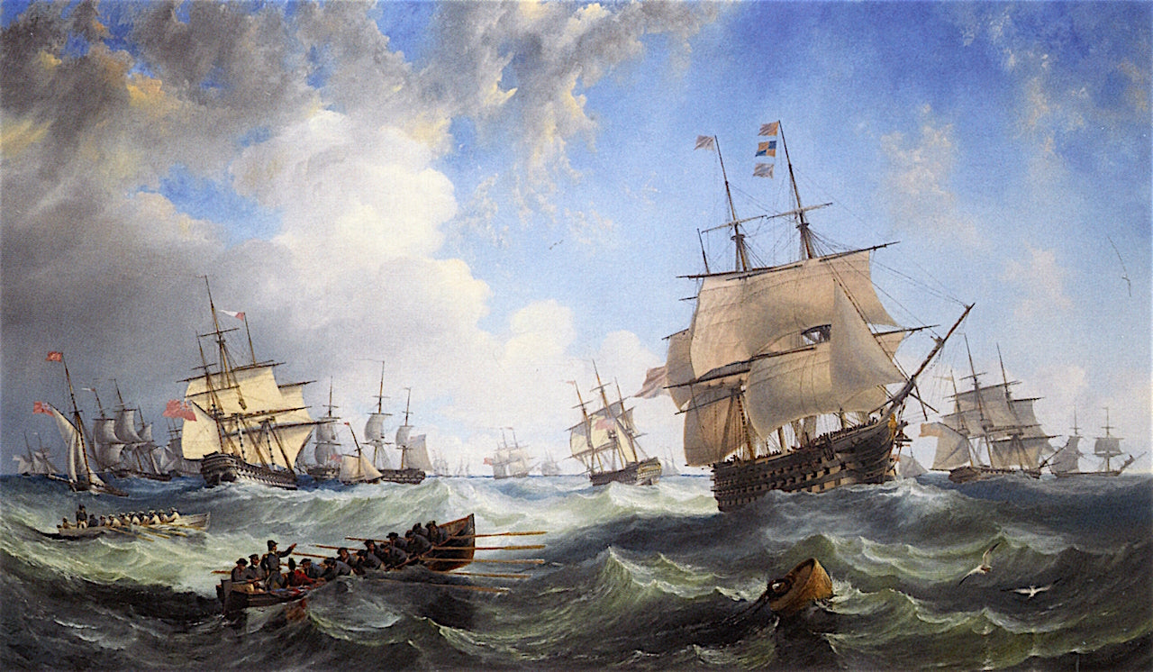 The Channel Fleet in Heavy Weather, vintage artwork by John Wilson Carmichael, A3 (16x12") Poster Print