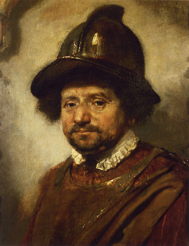 Man in a Helmet, vintage artwork by Follower of Carel Fabritius, 12x8" (A4) Poster