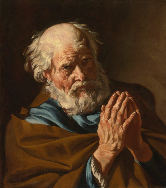 St. Peter Praying, vintage artwork by Matthias Stomer, 12x8" (A4) Poster