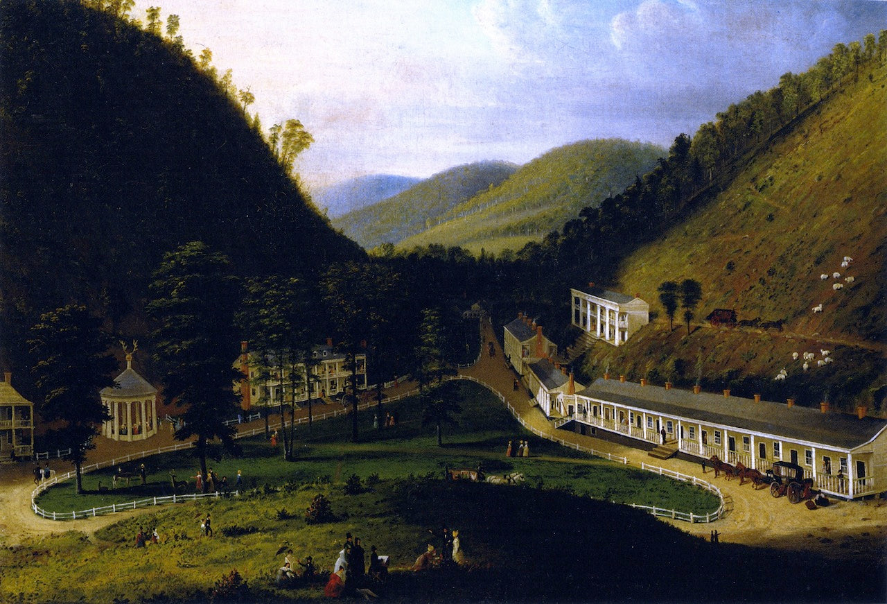 View of Red Sulphur Springs, Virginia, vintage artwork by George Esten Cooke, A3 (16x12") Poster Print