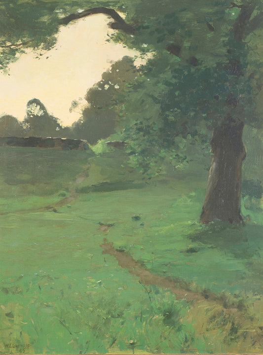 View of a Path Through a Glade at Dusk, vintage artwork by William Langson Lathrop, 12x8" (A4) Poster