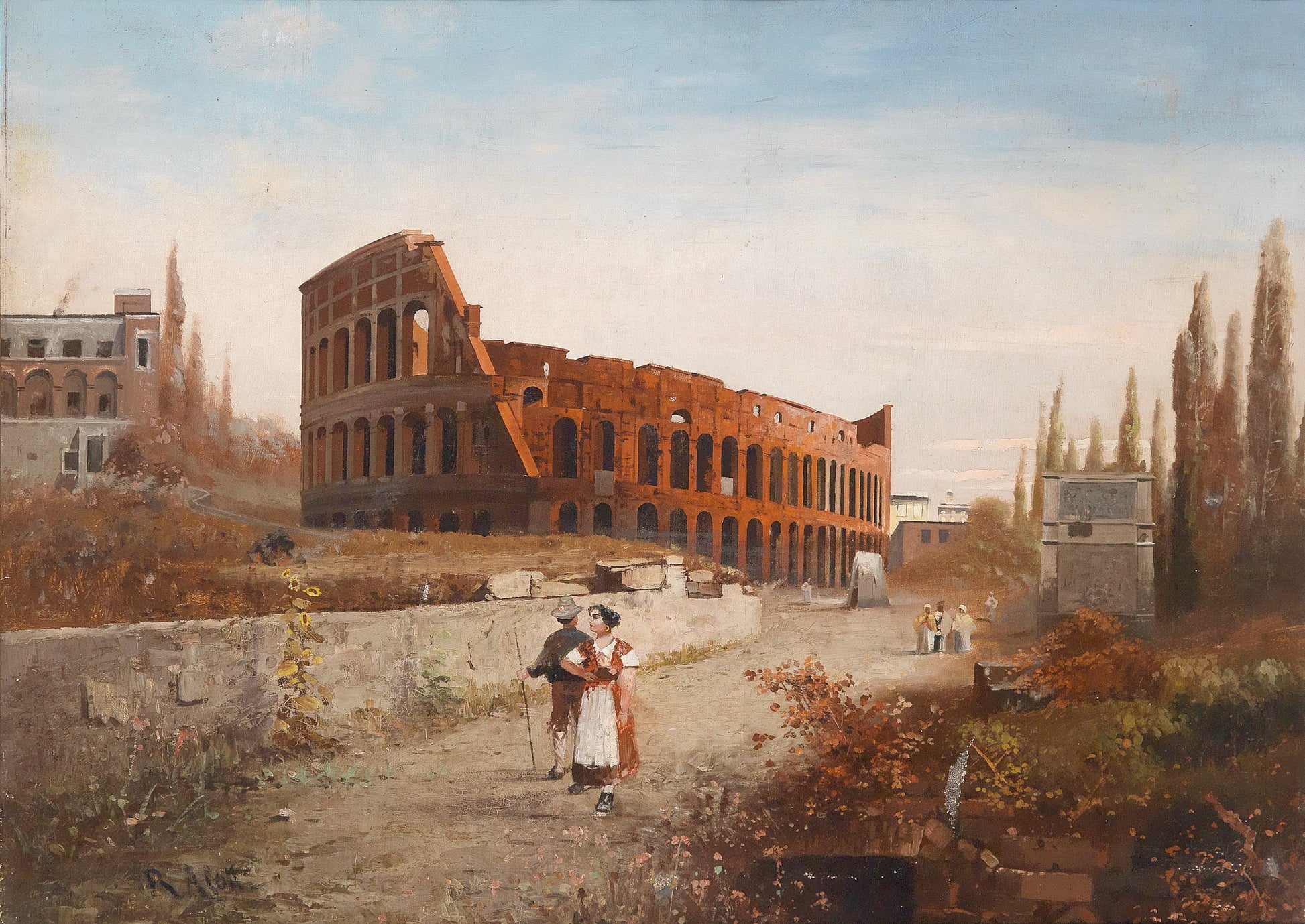 View of the Forum Romanum, vintage artwork by Robert Alott, 12x8" (A4) Poster