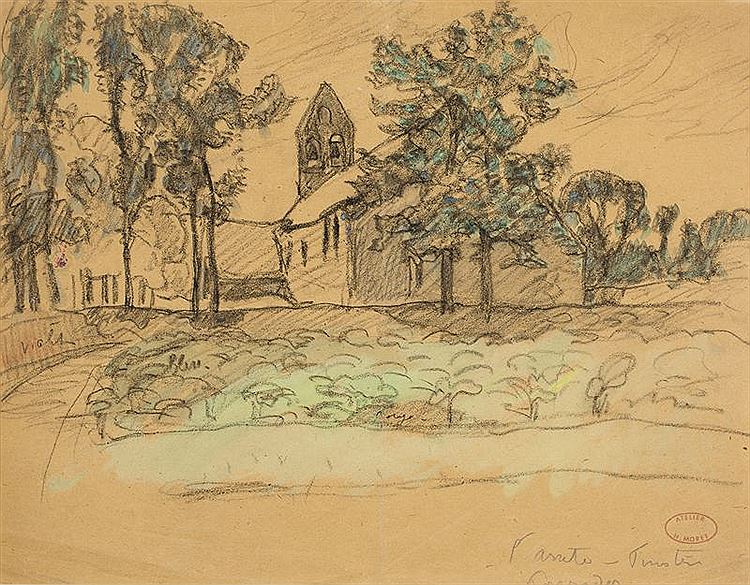 Church of Larret near Porspoder, Finistere by Henry Moret,A3(16x12")Poster