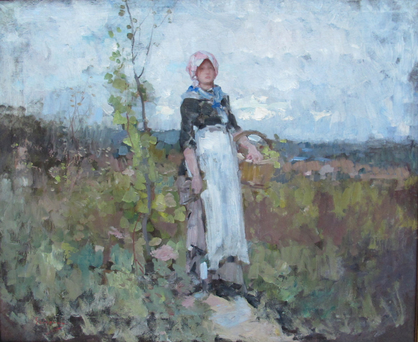 French Peasant Woman in the Vineyard, vintage artwork by Nicolae Grigorescu, 12x8" (A4) Poster