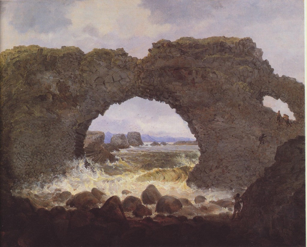 Gatklettur, and the rifts Hundagjá, Miðgjá and Músagjá, vintage artwork by Johan Christian Ezdorf, A3 (16x12") Poster Print