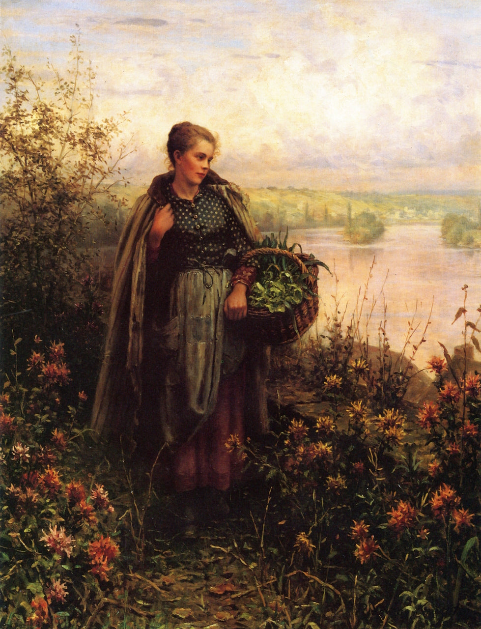 Morning Chill, vintage artwork by Daniel Ridgway Knight, 12x8" (A4) Poster