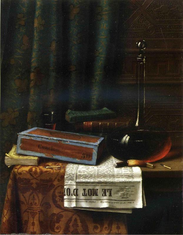 Still Life: Le Mot d'Or, vintage artwork by William Michael Harnett, 12x8" (A4) Poster