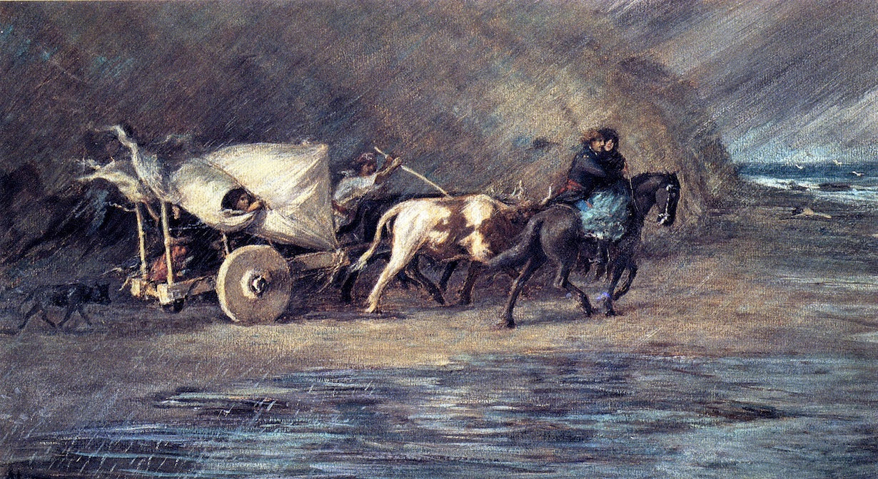 Carreta in a Storm, vintage artwork by Alexander Harmer, 12x8" (A4) Poster