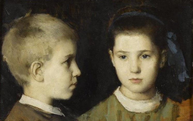 Eugenie and Jules Henner, vintage artwork by Jean-Jacques Henner, 12x8" (A4) Poster