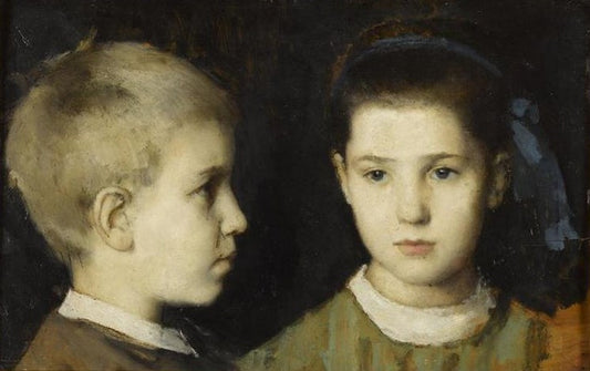 Eugenie and Jules Henner, vintage artwork by Jean-Jacques Henner, 12x8" (A4) Poster