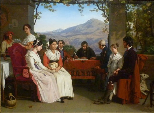 Marriage Contract in Italy, vintage artwork by Guillaume Bodinier, A3 (16x12") Poster Print