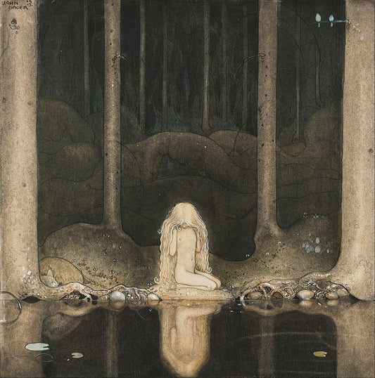 g down into the dark waters of the forest tarn by John Bauer,16x12(A3) Poster