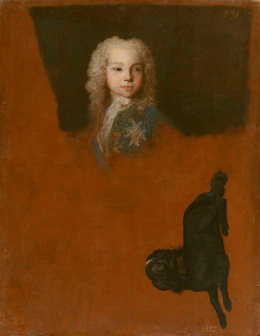 Luis I and a black dog, vintage artwork by Jean Ranc, 12x8" (A4) Poster