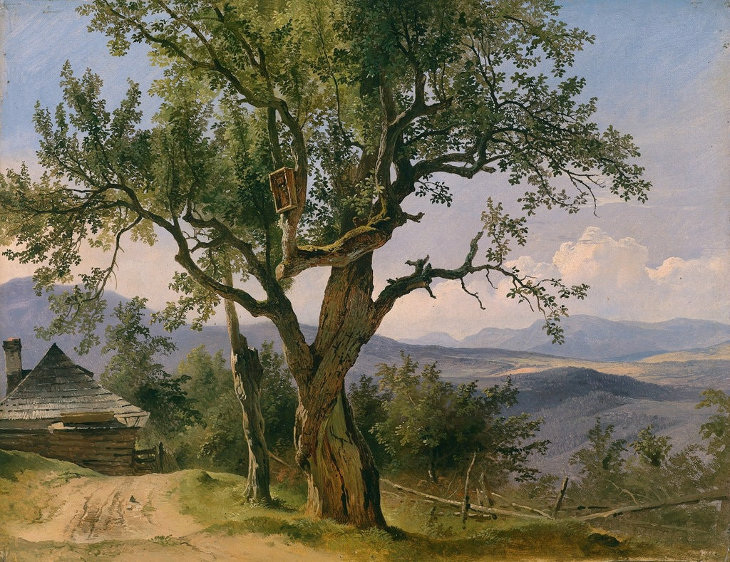Old Tree with Devotional Image, vintage artwork by Friedrich Gauermann, A3 (16x12") Poster Print