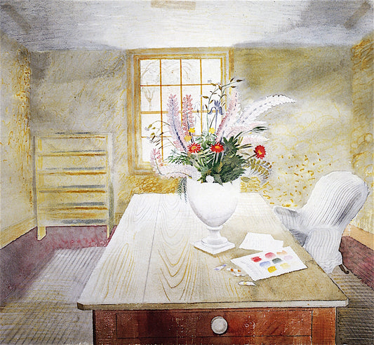 Flowers on a Cottage Table, vintage artwork by Eric Ravilious, 12x8" (A4) Poster