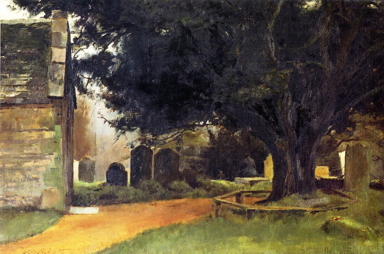 Churchyard at Shillingstone, vintage artwork by Tom Roberts, 12x8" (A4) Poster