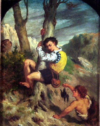 The Childhood of Henri IV in the Pyrenees, vintage artwork by Charles-Émile Jacque, A3 (16x12") Poster Print