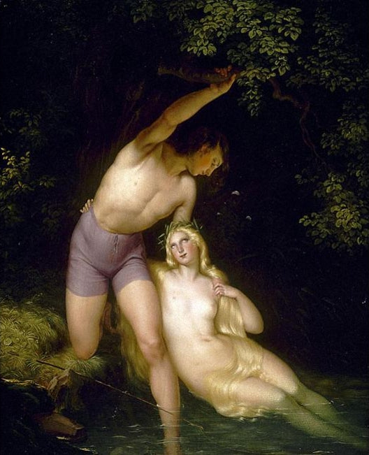 A Scene From Brentano's Legend Of The Lorelei, vintage artwork by Karl Ferdinand Sohn, A3 (16x12") Poster Print