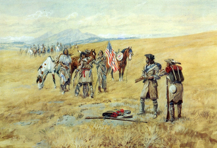 aptain Lewis Meeting the Shoshones by Charles Marion Russell,A3(16x12