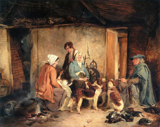 The Crofter's Family, vintage artwork by Richard Ansdell, A3 (16x12") Poster Print