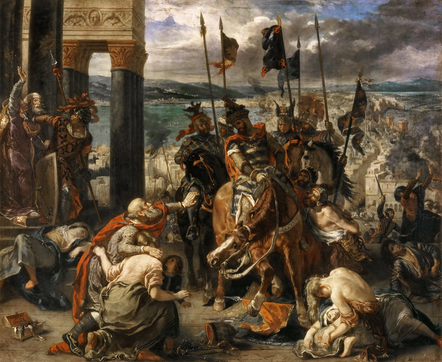 Entry of the Crusaders into Constantinople, vintage artwork by Eugène Delacroix, A3 (16x12") Poster Print