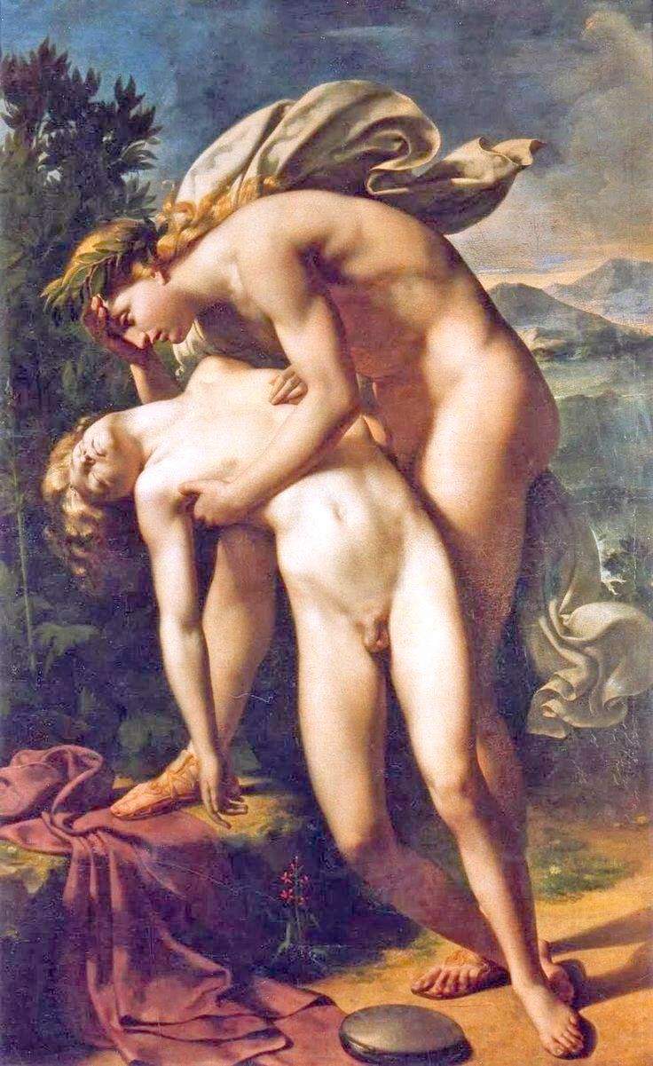 The Death of Hyacinthus, vintage artwork by Merry-Joseph Blondel, 12x8" (A4) Poster