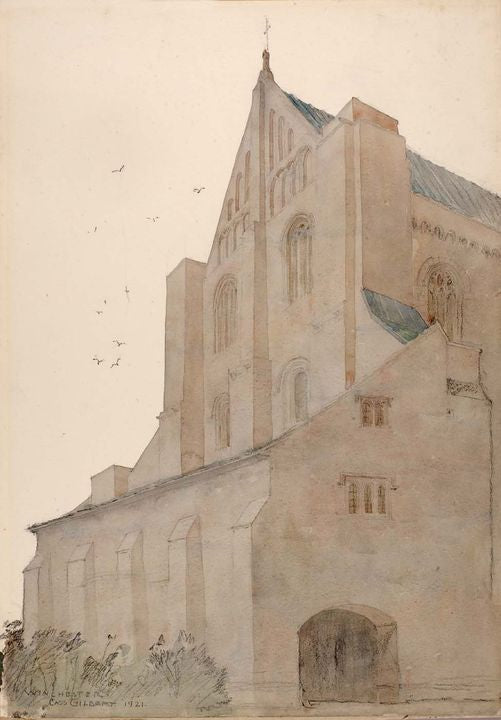 Winchester, England, vintage artwork by Cass Gilbert, 12x8" (A4) Poster