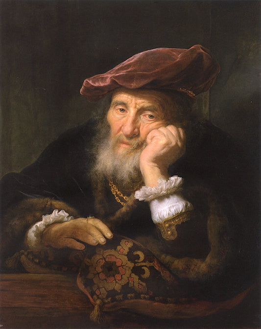 An Old Man at a Casemenet, vintage artwork by Govaert Flinck, 12x8" (A4) Poster