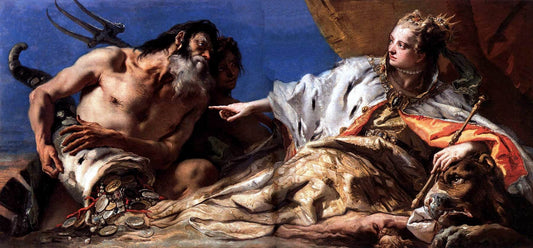 Neptune Offering Gifts to Venice, vintage artwork by Giovanni Battista Tiepolo, 12x8" (A4) Poster